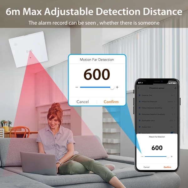 ZigBee jelenlétérzékelő, gyors mozgásdetektor, 24 GHz radar, megvilágítás érzékelés, emberi jelenlét, ZigBee átjáróval használható - 3-as típus