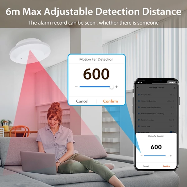 ZigBee jelenlétérzékelő, gyors mozgásdetektor, 24 GHz radar, megvilágítás érzékelés, emberi jelenlét, ZigBee átjáróval használható - 2-es típus