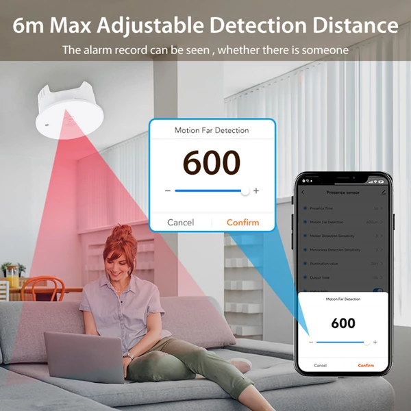 ZigBee jelenlétérzékelő, gyors mozgásdetektor, 24 GHz radar, megvilágítás érzékelés, emberi jelenlét, ZigBee átjáróval használható - 1-es típus