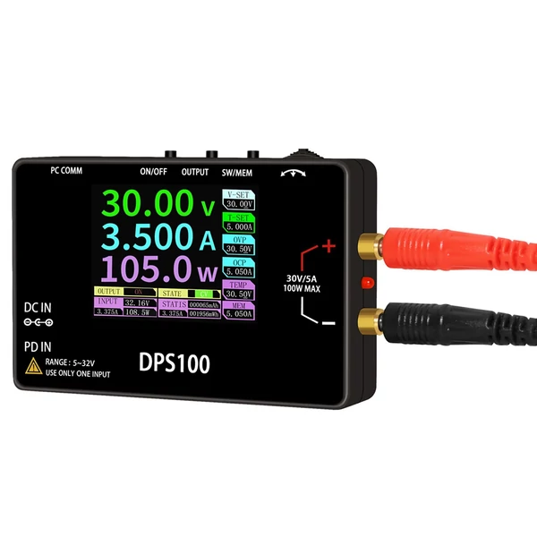 100W 30V 5A hordozható digitális állítható tápegység, többvédelem, alacsony hőmérséklet, nagy hatékonyság, 2,4 hüvelykes színes kijelzővel