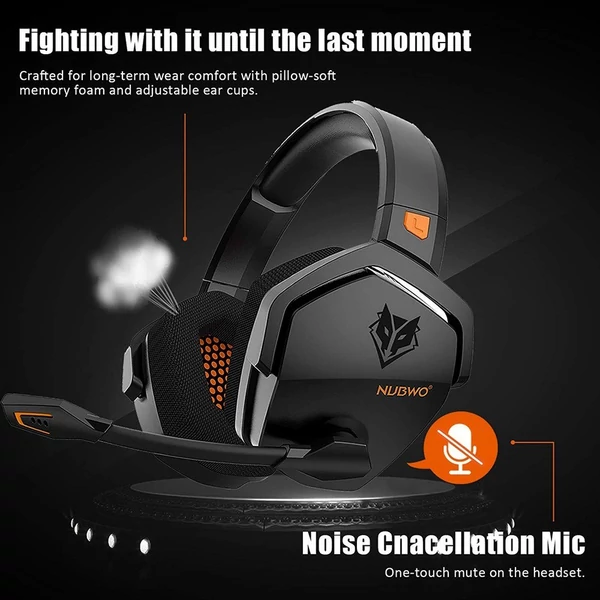 NUBWO G06 2.4G vezeték nélküli gaming fejhallgató mikrofonnal, 3,5 mm-es vezetékes sport fülhallgató, zajcsökkentés - Pink