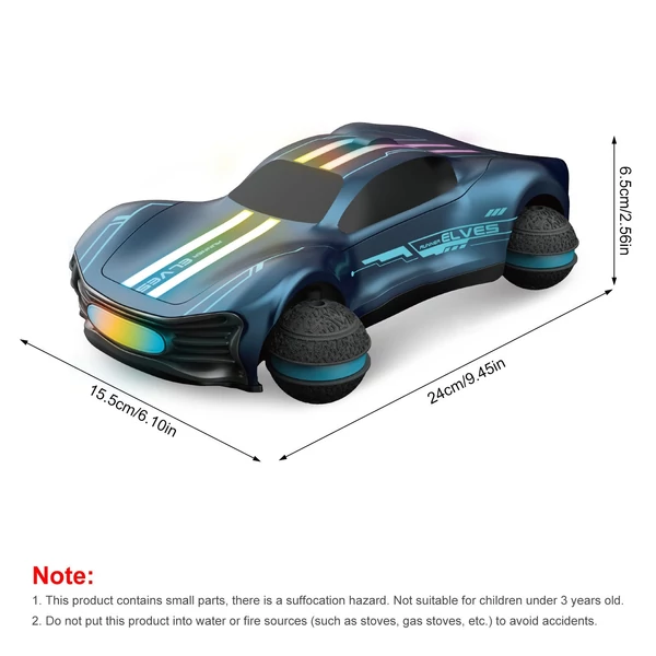 Távirányítós drift autó, 2.4GHz elektromos kaszkadőr jármű 360°-os forgással, terepgumik, LED fények, karácsonyi ajándék fiúknak-lányoknak - Kék, 1 akkumulátor