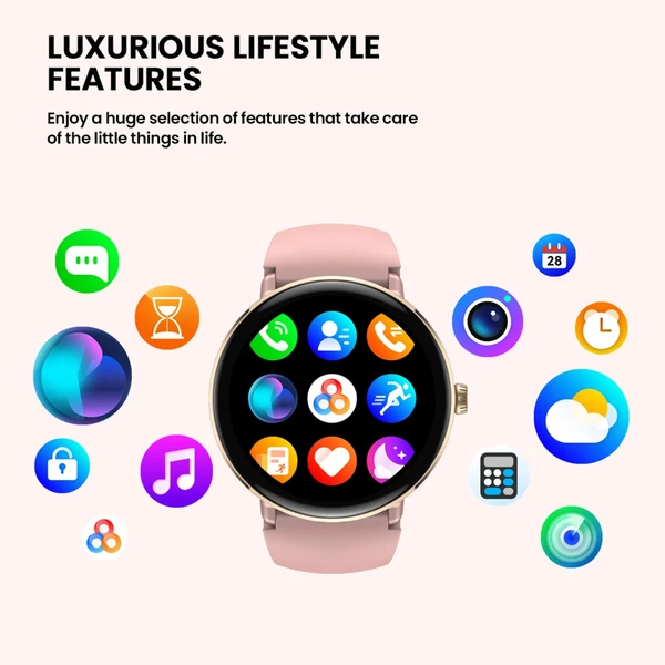 Zeblaze Lily 2 női okosóra, 1.2" AMOLED kijelző, dupla szíj, egészségfigyelés, 120 sportmód, 130 óralap, beépített akkumulátor - Pink