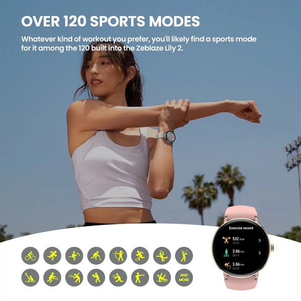 Zeblaze Lily 2 női okosóra, 1.2" AMOLED kijelző, dupla szíj, egészségfigyelés, 120 sportmód, 130 óralap, beépített akkumulátor - Pink