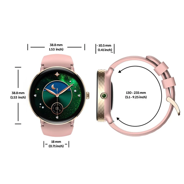 Zeblaze Lily 2 női okosóra, 1.2" AMOLED kijelző, dupla szíj, egészségfigyelés, 120 sportmód, 130 óralap, beépített akkumulátor - Pink