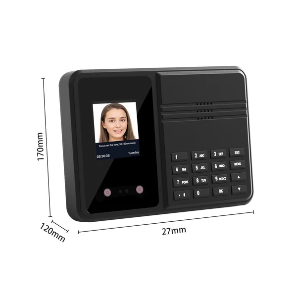 T400 2.4" arcazonosító és jelszavas beléptető óra dolgozóknak, többnyelvű rendszerrel, USB-vel, irodákba, iskolákba, gyárakba