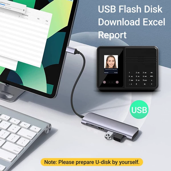 T400 2.4" arcazonosító és jelszavas beléptető óra dolgozóknak, többnyelvű rendszerrel, USB-vel, irodákba, iskolákba, gyárakba