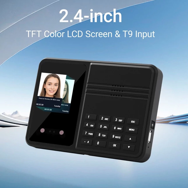 T400 2.4" arcazonosító és jelszavas beléptető óra dolgozóknak, többnyelvű rendszerrel, USB-vel, irodákba, iskolákba, gyárakba