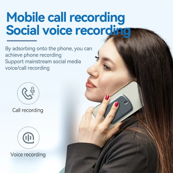A1A AI hangrögzítő mágneses audio rögzítő, 60 nyelv támogatás, zajcsökkentés, app vezérlés, előadásokhoz, meetingekhez és interjúkhoz - 64 GB