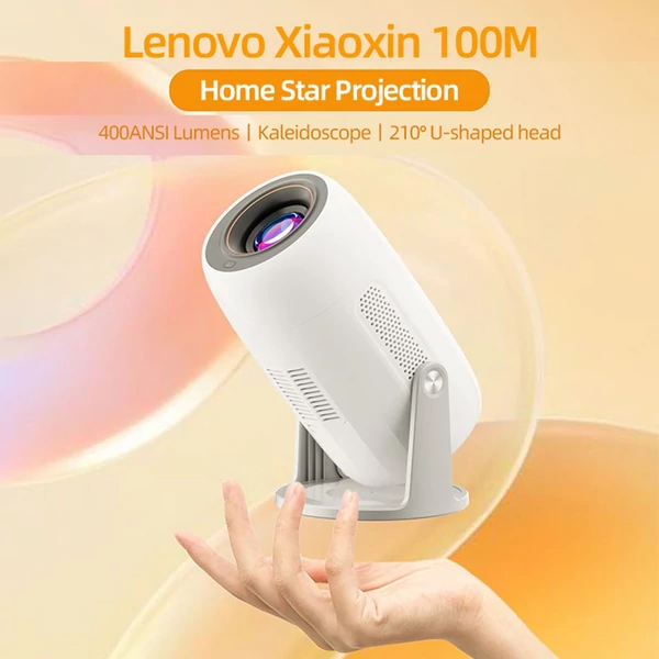 Hordozható Lenovo 100M 1080P okos projektor, WIFI és BT támogatással, automatikus trapézkorrekcióval, 4K kompatibilis, otthonra és kollégiumba