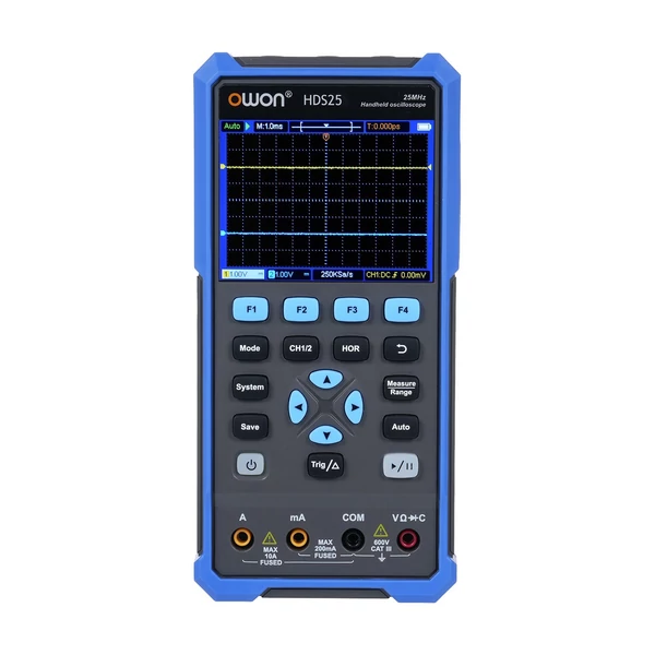 Owon 2 az 1-ben oszcilloszkóp és multiméter, 25 MHz sávszélesség, kézi, hordozható, 20,000 számjegy, PC szoftver támogatás, 3,5" LCD kijelző