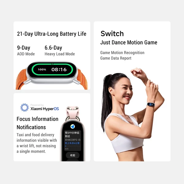 Xiaomi Smart Band 9 1,62 hüvelykes kijelző BT 5.4 Standard verzió - Ezüst