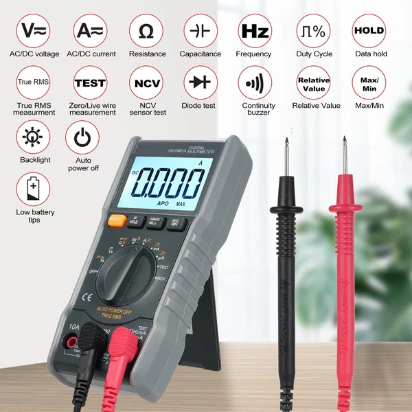 Lepmerk KM-DM01A okos digitális multiméter, automatikus tartomány, 6000 számjegy, NCV univerzális kézi teszter, háttérvilágítással