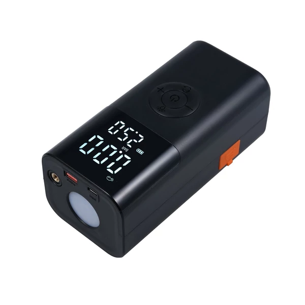 Autós bikázó és gumiinflátor, előre beállított nyomás, 14.8V akku, LED/SOS fény, autóhoz, biciklihez, motorhoz, kosárlabdához - 6000mAh
