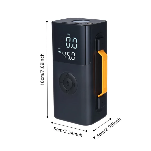 Autós bikázó és gumiinflátor, előre beállított nyomás, 14.8V akku, LED/SOS fény, autóhoz, biciklihez, motorhoz, kosárlabdához - 10000mAh 