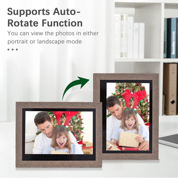 Andoer 10,1 hüvelykes WiFi digitális képkeret, 1280*800 IPS érintőkijelző, 16GB tárhely, automatikus forgatás, fotómegosztás APP-on keresztül