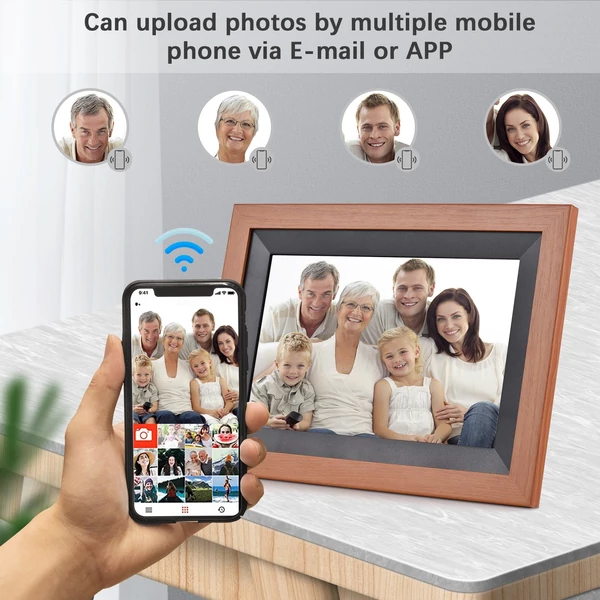 Andoer 10,1 hüvelykes WiFi digitális képkeret, 1280*800 IPS érintőkijelző, 16GB tárhely, automatikus forgatás, fotómegosztás APP-on keresztül