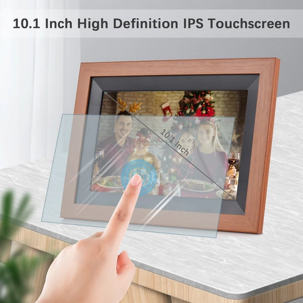 Andoer 10,1 hüvelykes WiFi digitális képkeret, 1280*800 IPS érintőkijelző, 16GB tárhely, automatikus forgatás, fotómegosztás APP-on keresztül