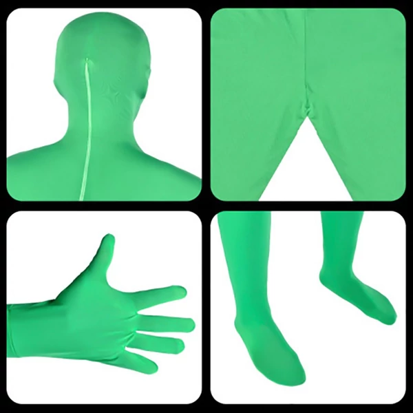 Teljes testű zöld chromakey ruha felnőtteknek, uniszex, fotózáshoz, videózáshoz, cosplayhez, fesztiválhoz, karneválhoz – 180 cm