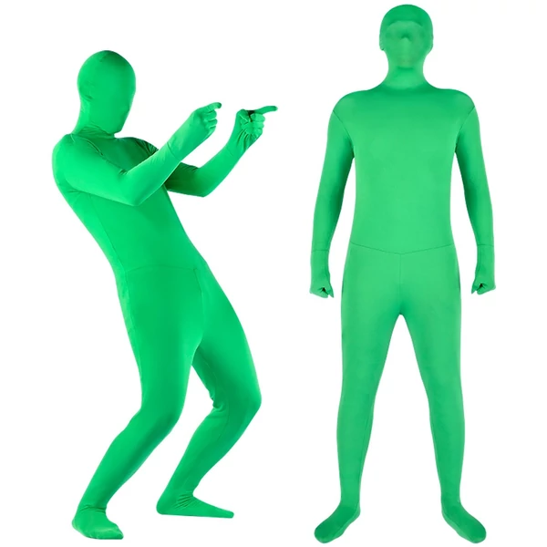 Teljes testű zöld chromakey ruha felnőtteknek, uniszex, fotózáshoz, videózáshoz, cosplayhez, fesztiválhoz, karneválhoz – 170 cm