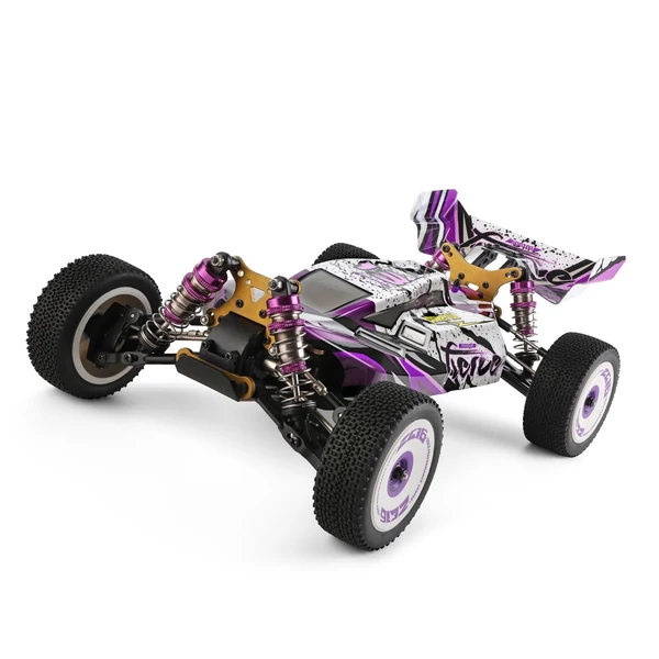 Wltoys 124019 1/12 2.4GHz RC versenyautó, 55 km/h terepjáró drift autó RTR, 4WD alumínium váz és cinkötvözet fogaskerekekkel - 1 akkumulátorral