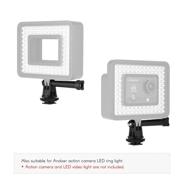 Andoer állványcsavar akciókamera vakupapucs adapterhez GoPro Session, Hero 6 5 4 3+ 3 kamerákhoz, Andoer LED gyűrűfény DSLR kamerához