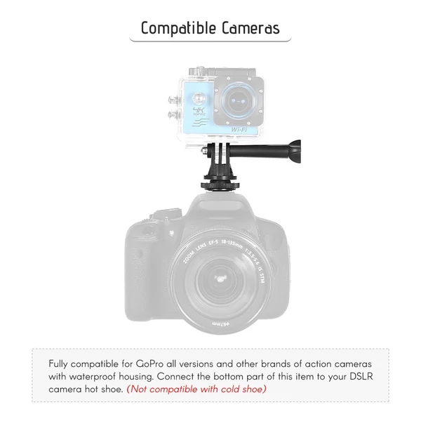 Andoer állványcsavar akciókamera vakupapucs adapterhez GoPro Session, Hero 6 5 4 3+ 3 kamerákhoz, Andoer LED gyűrűfény DSLR kamerához