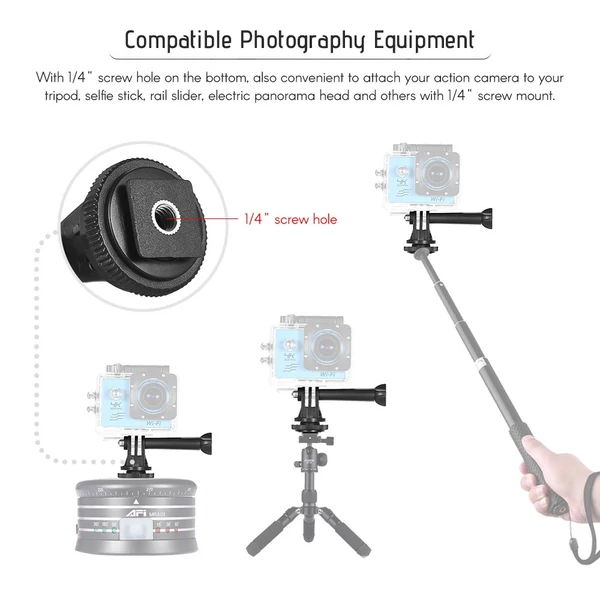Andoer állványcsavar akciókamera vakupapucs adapterhez GoPro Session, Hero 6 5 4 3+ 3 kamerákhoz, Andoer LED gyűrűfény DSLR kamerához