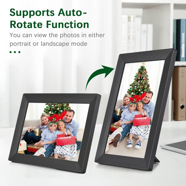 Tomfoto 10,1 hüvelykes okos WiFi digitális képkeret, 1280*800 IPS érintőképernyő, 16GB memória, automatikus forgatás, APP-os megosztás