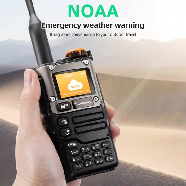 QUANSHENG UV-K6 5W Walkie Talkie, VHF UHF két sávos rádió, AM/FM vétel, NOAA időjárásriasztó, beépített akkumulátor, Type-C töltés