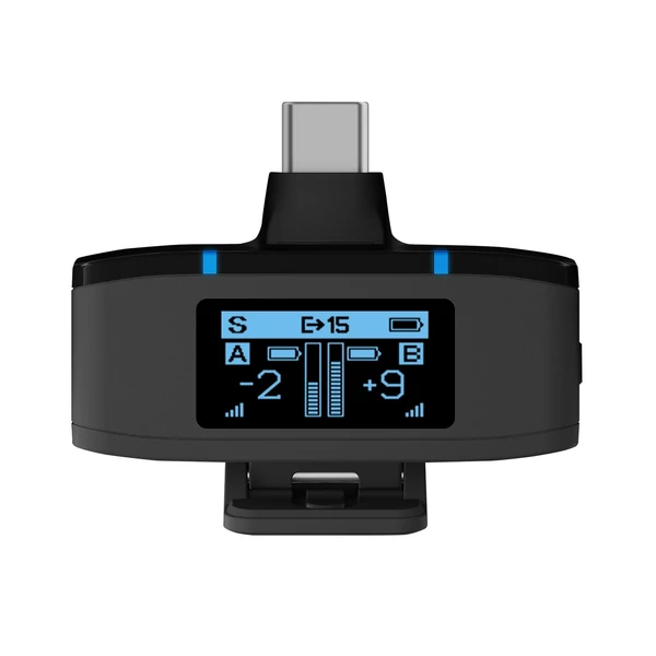 Boya Boyamic-120 egygombos 2,4G vezeték nélküli mikrofon rendszer, 300 m átvitellel, 8G memóriával iOS, Android, kamera és számítógéphez - 2 adóval