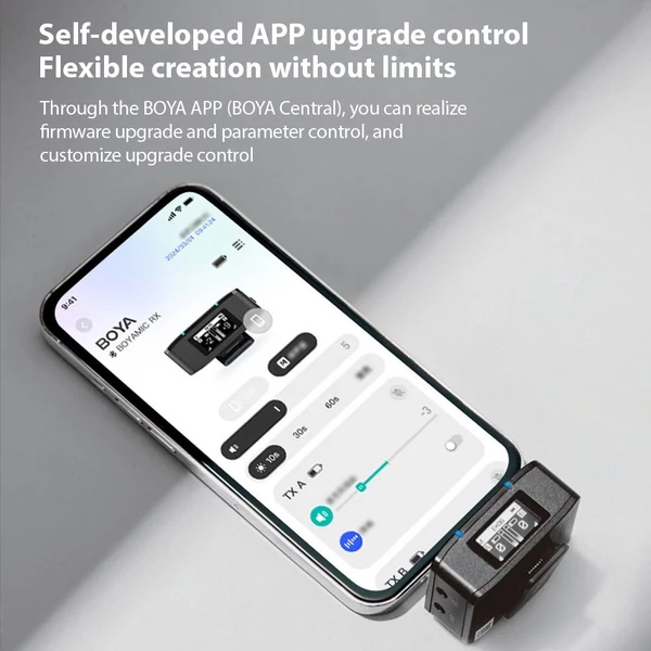 Boya Boyamic-120 egygombos 2,4G vezeték nélküli mikrofon rendszer, 300 m átvitellel, 8G memóriával iOS, Android, kamera és számítógéphez - 2 adóval
