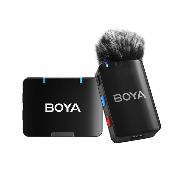 Boya Boyamic-120 egygombos 2,4G vezeték nélküli mikrofon rendszer, 300 m átvitellel, 8G memóriával iOS, Android, kamera és számítógéphez - 1 adóval