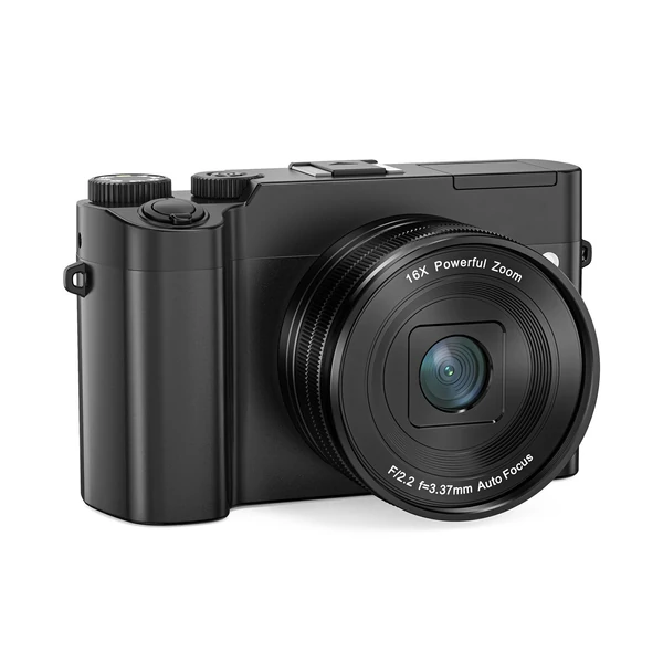 4K digitális kamera, 64MP dupla lencse, 2.8" IPS kijelző, autofókusz, 16X zoom, 20 szűrő, vaku, 32GB TF kártya, 2 akkumulátor, ajándék diákoknak