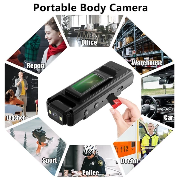 1080P WiFi testkamera hanggal és videóval, mini hordható kamera 180°-ban forgatható lencsével, éjjellátóval, mozgásérzékeléssel