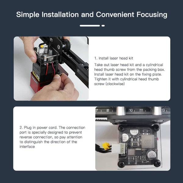 Creality Ender-3 S1 CV-Lézer Modul 24V 1.6W Lézerfej, kompatibilis Ender-3 S1 Pro/Plus, precíz fókuszálás, koromelnyelés, szemvédelem