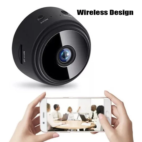 Vezeték nélküli WiFi biztonsági kamera 1080P, mágneses hátlappal, éjjellátóval, baba és háziállatok megfigyelésére - Fekete