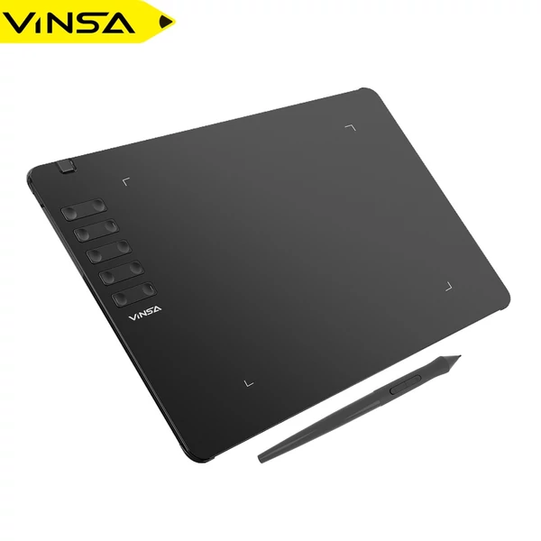 VINSA T906 25x15.5 cm grafikus rajztábla ultravékony, elem nélküli tollal, 8 heggyel, 8192 nyomásszinttel, 10 gyorsgombbal, Windows/Android kompatibilis