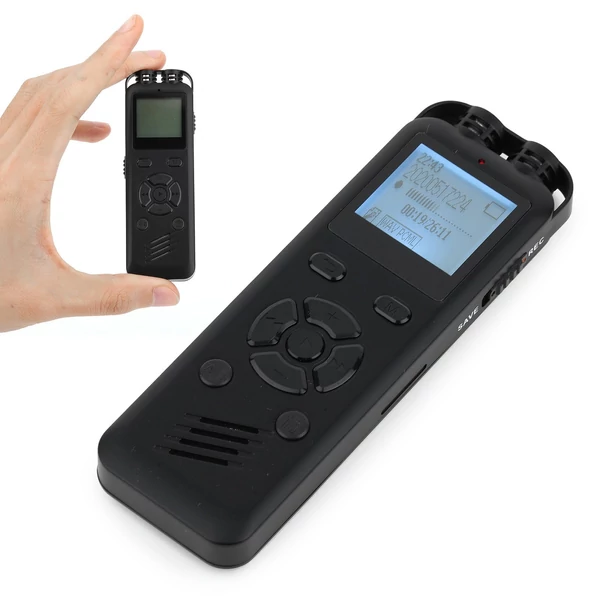 16GB digitális hangrögzítő, hangvezérelt felvétel, MP3 lejátszó, 72 óra rögzítés, jelszavas védelem, előadásokhoz és interjúkhoz