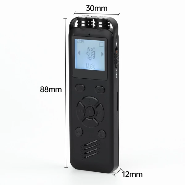 16GB digitális hangrögzítő, hangvezérelt felvétel, MP3 lejátszó, 72 óra rögzítés, jelszavas védelem, előadásokhoz és interjúkhoz
