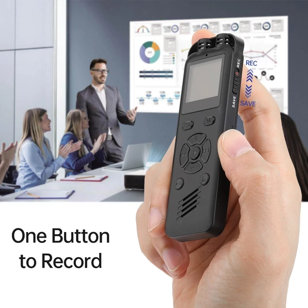 16GB digitális hangrögzítő, hangvezérelt felvétel, MP3 lejátszó, 72 óra rögzítés, jelszavas védelem, előadásokhoz és interjúkhoz