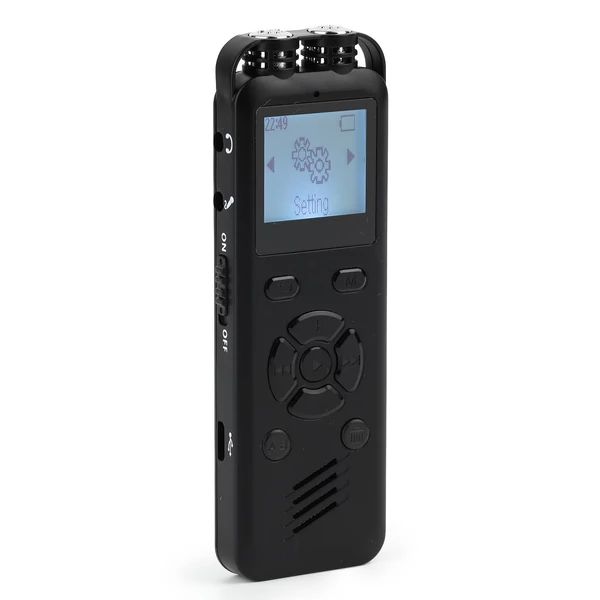 16GB digitális hangrögzítő, hangvezérelt felvétel, MP3 lejátszó, 72 óra rögzítés, jelszavas védelem, előadásokhoz és interjúkhoz
