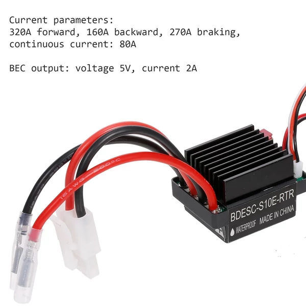320A ESC kefés előre-hátra elektromos sebességszabályzó fékkel, vízálló, 2-3S akkumulátorhoz, HSP, Redcat, Traxxas, Tamiya RC autóhoz/csónakhoz