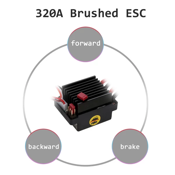 320A ESC kefés előre-hátra elektromos sebességszabályzó fékkel, vízálló, 2-3S akkumulátorhoz, HSP, Redcat, Traxxas, Tamiya RC autóhoz/csónakhoz