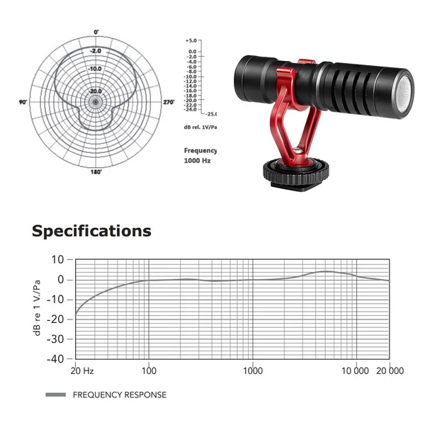 BOYA BY-MM1 mini kardioid kondenzátor mikrofon – univerzális videómikrofon 3,5 mm jack csatlakozóval okostelefonhoz, fényképezőgéphez, PC-hez