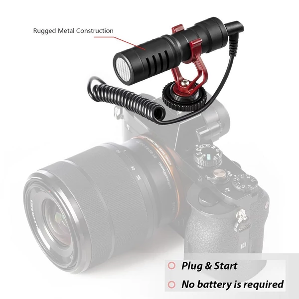 BOYA BY-MM1 mini kardioid kondenzátor mikrofon – univerzális videómikrofon 3,5 mm jack csatlakozóval okostelefonhoz, fényképezőgéphez, PC-hez