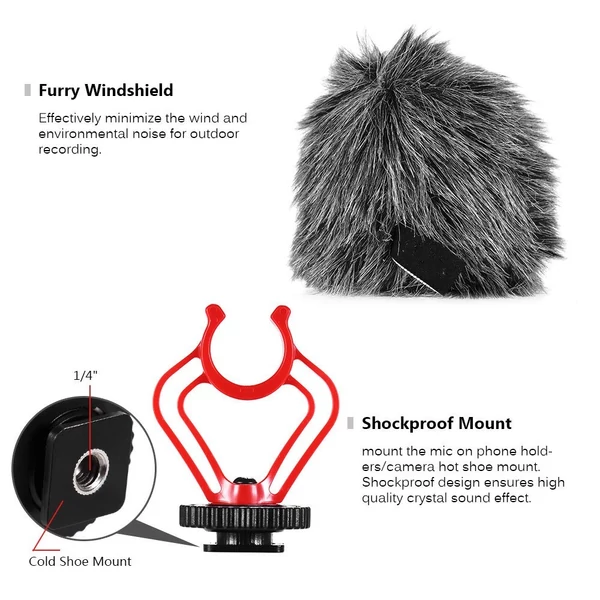 BOYA BY-MM1 mini kardioid kondenzátor mikrofon – univerzális videómikrofon 3,5 mm jack csatlakozóval okostelefonhoz, fényképezőgéphez, PC-hez