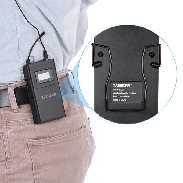 Takstar WPM-200R UHF Vezeték nélküli Fülmonitor Vevő - LCD Kijelzővel, 6 Választható Csatorna, 50m Hatótávolság