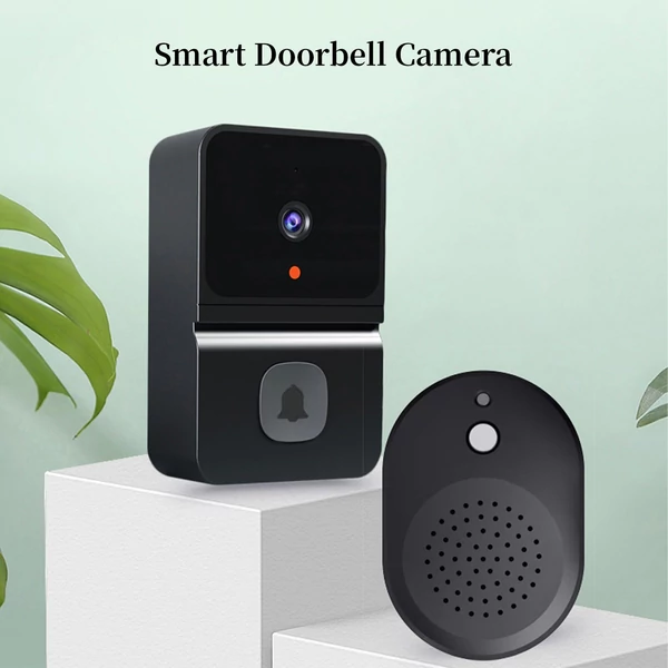 Okos ajtókamera csengőhanggal, infravörös éjjellátóval, 2.4G WiFi, vezeték nélküli, kétirányú hang, villa/lakás/iroda ajtóhoz – Fekete