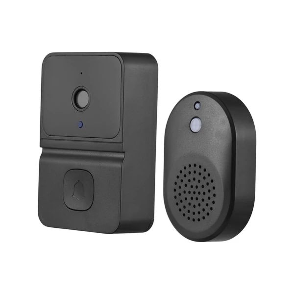 Okos ajtókamera csengőhanggal, infravörös éjjellátóval, 2.4G WiFi, vezeték nélküli, kétirányú hang, villa/lakás/iroda ajtóhoz – Fekete